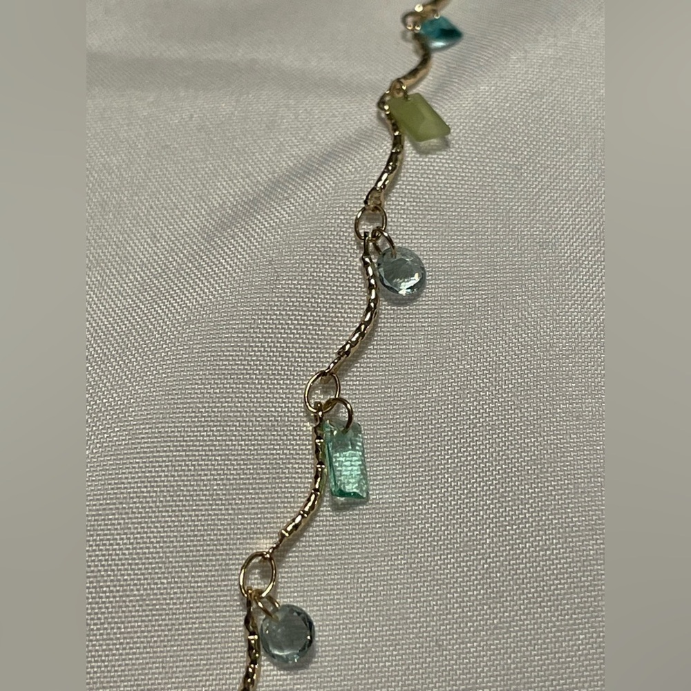 Anthropologie Gold-Tone Necklace with Blue and Green Beads - Picture 3 of 5